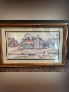 Vintage Ava Freeman “Feeding Time” Framed Lithograph Print